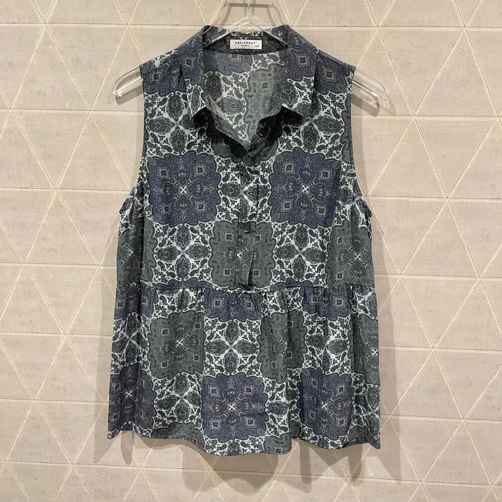 Equipment paisley sleeveless silk top L EUC
